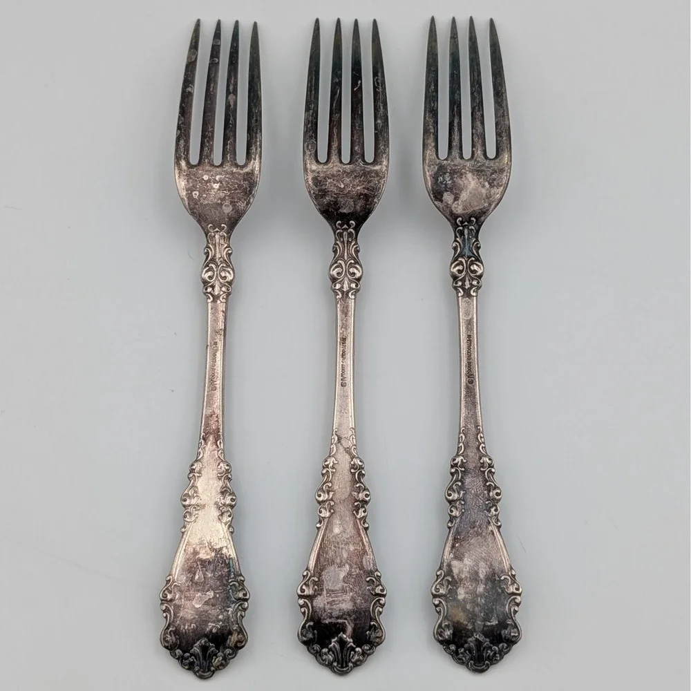 VTG 1847 Rogers Bros Berkshire 1897 Silver Plate Dinner Forks Floral Lot of 3